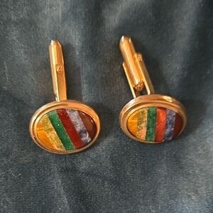 Striped Gold Cufflinks